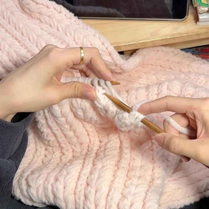 【秋季上新】粉色围巾毛线手工diy编织材料包手织围脖冬季送女生