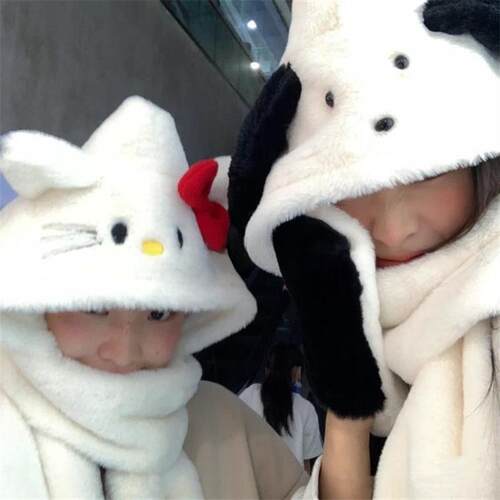hellokitty帽子围巾一体连帽可爱