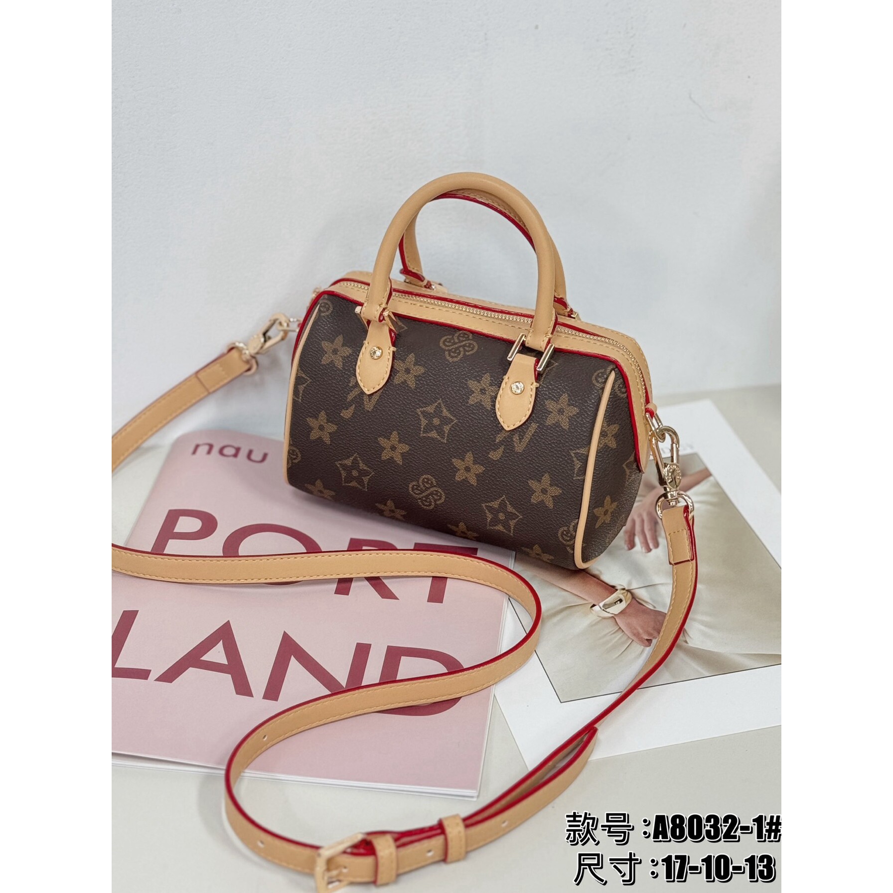 2026香港潮牌老花女包印花圆筒包mini枕头包单肩斜挎手提腋下小包