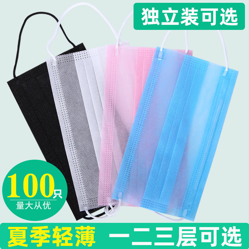 夏季薄款透气无纺布一次性口罩图片