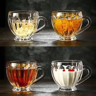 水晶玻璃杯家用果汁杯牛奶杯套装 欧式 耐热水杯花茶杯透明轻奢杯子