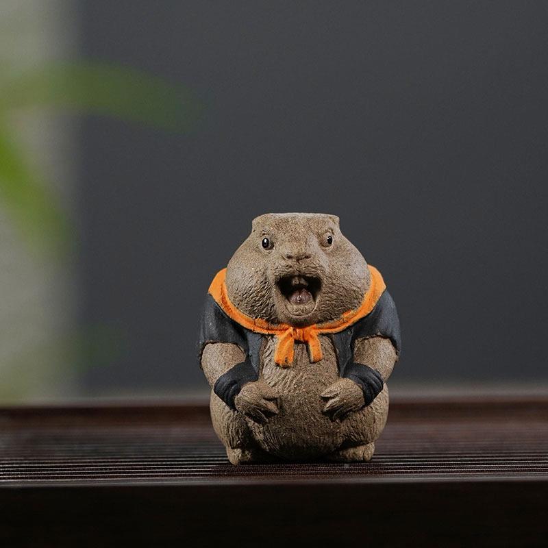 抖音魔童闹具海干紫饭人土壶拨鼠紫EJH砂潮玩茶周边办公摆件砂小