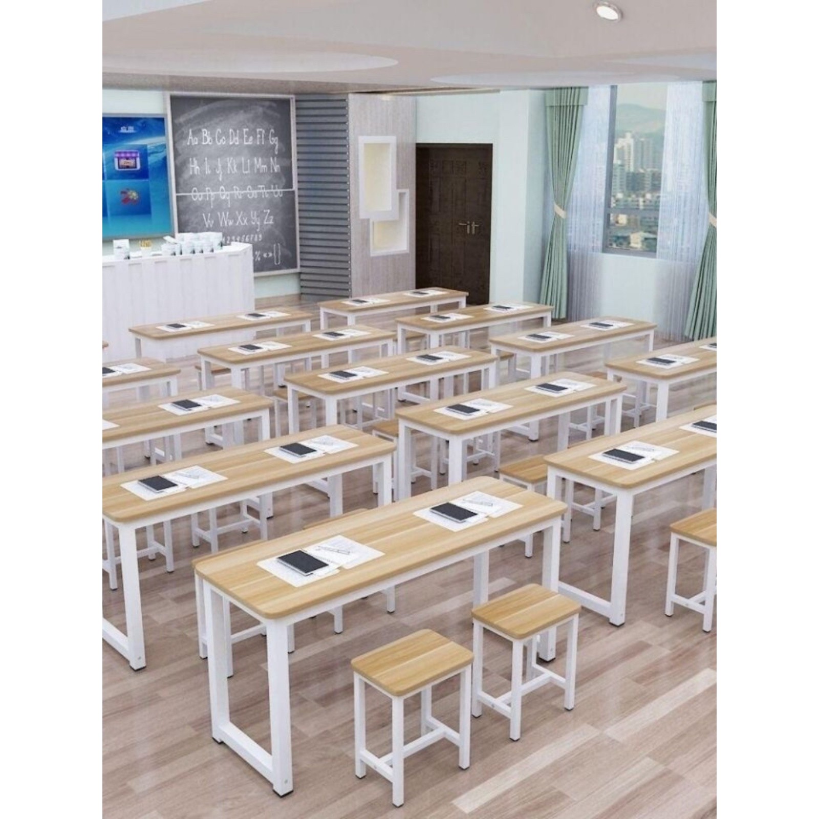 培训桌厂家直销长条桌单双人课桌椅中小学生补习班辅导培训班书桌