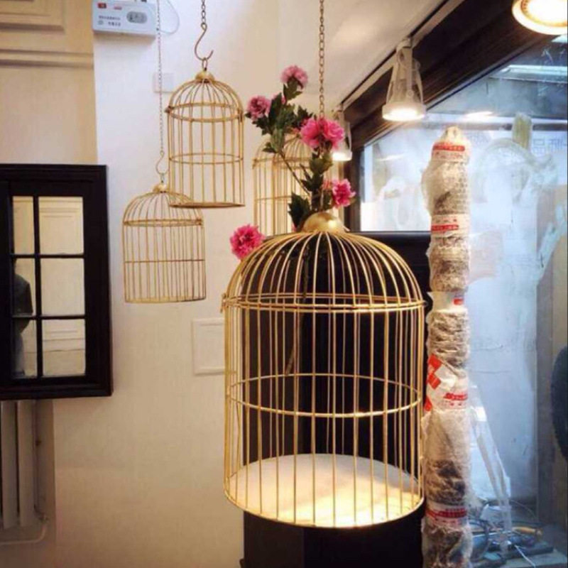铁花艺装饰品婚庆摄影道具铁艺鸟笼大号装饰橱窗道具摆设壁挂摆件