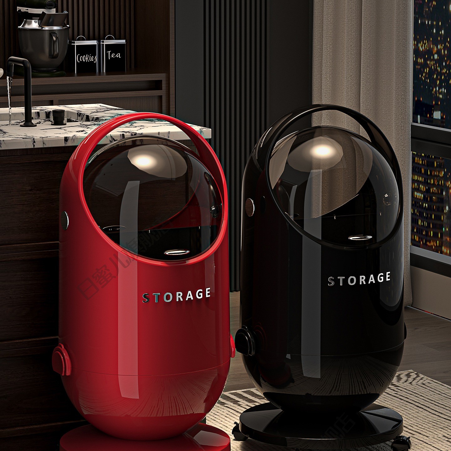 垃圾桶客厅家用大容量2025新款卧室轻奢高颜值带轮翻盖纸篓无