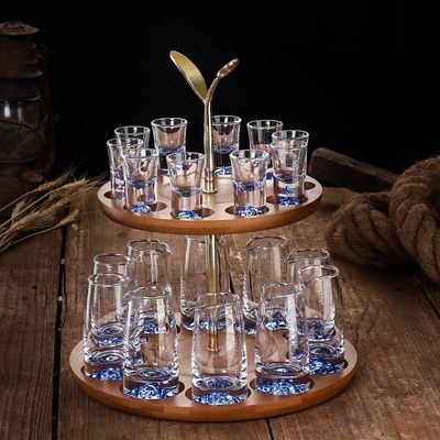 蓝山分酒器白酒杯套装带刻度家用轻奢水晶玻璃一口杯酒具高颜值