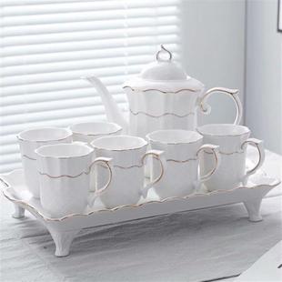 轻奢水具乔迁茶具套装 欧式 家用客厅茶杯杯子陶瓷水杯结婚杯具水壶