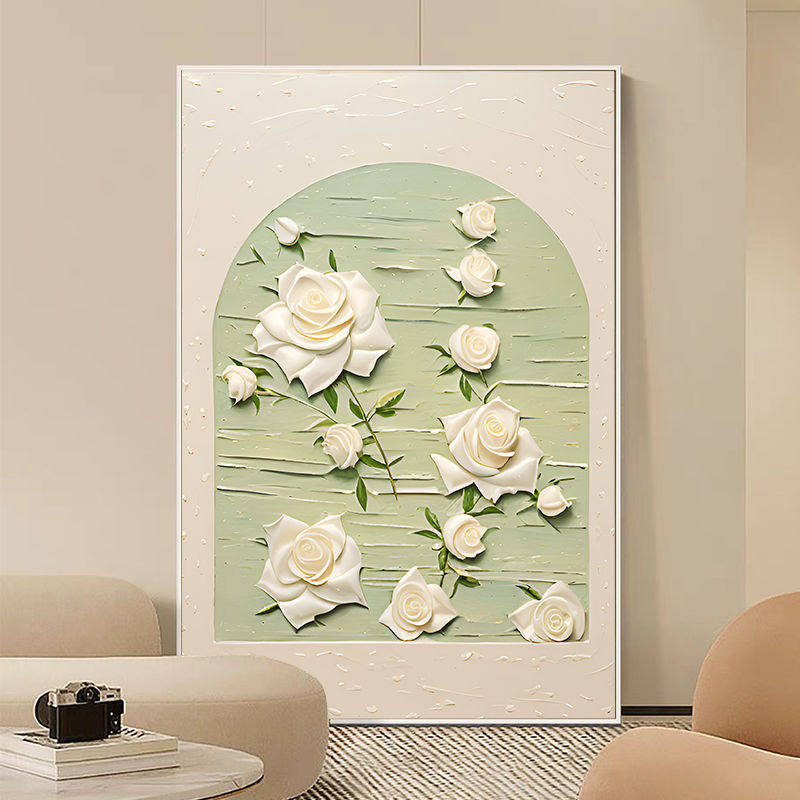 高级奶油风客厅沙发装饰画小清新玄关挂画温馨治愈卧室壁画桌面画