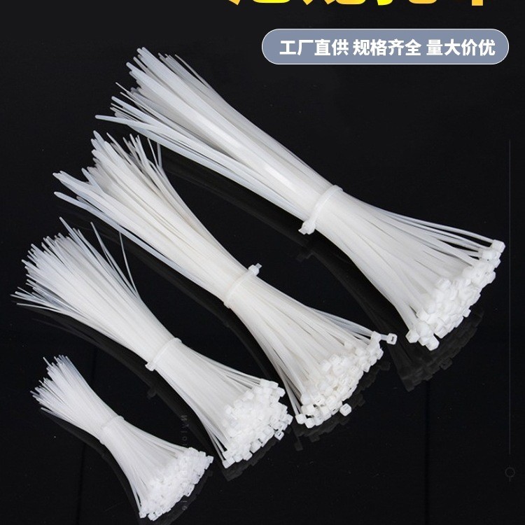 自锁式尼龙扎带塑料拉紧器束线带捆绑带高强度固定扎绳扎丝黑白色
