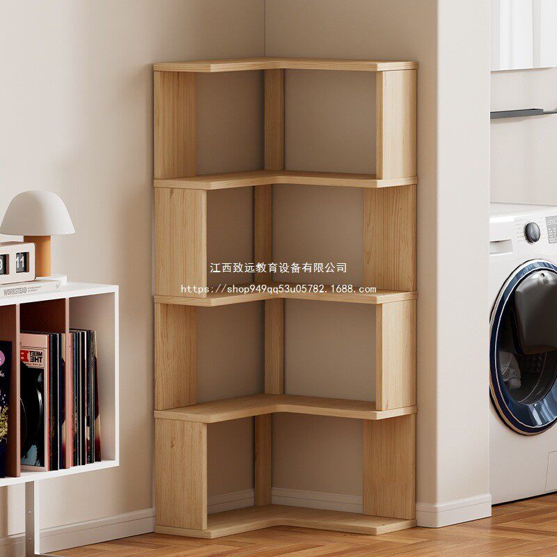 实木角柜转角置物架收纳柜一体靠墙90度小户型书架落地置物架书柜