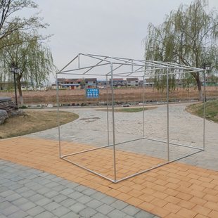 镀锌钢管带门花棚遮阳雨棚架子落地晾衣架家用晾衣杆户外尖顶斜坡