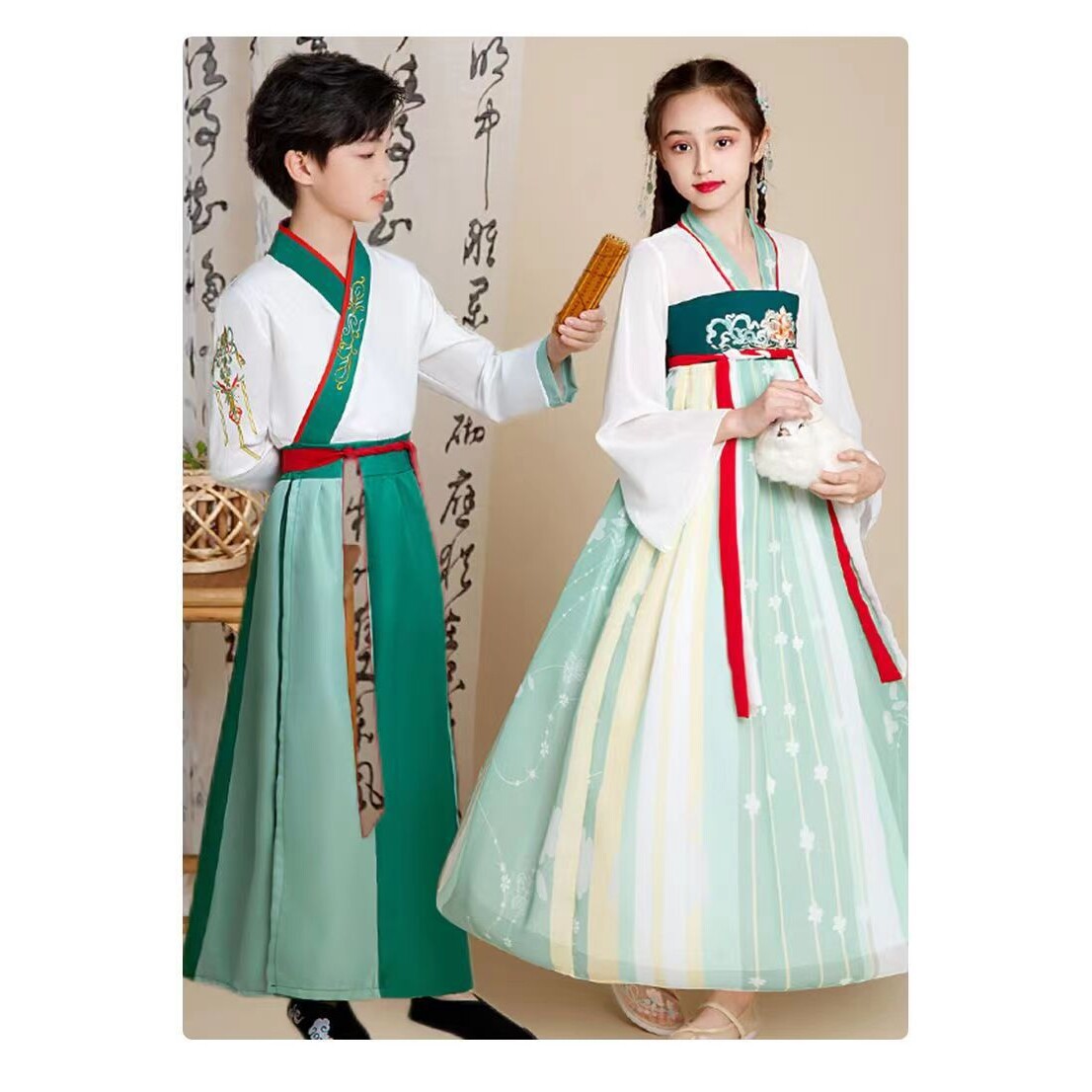 汉服男女童国学服三字经古装春夏款儿童襦裙超仙唐装古风演出服装