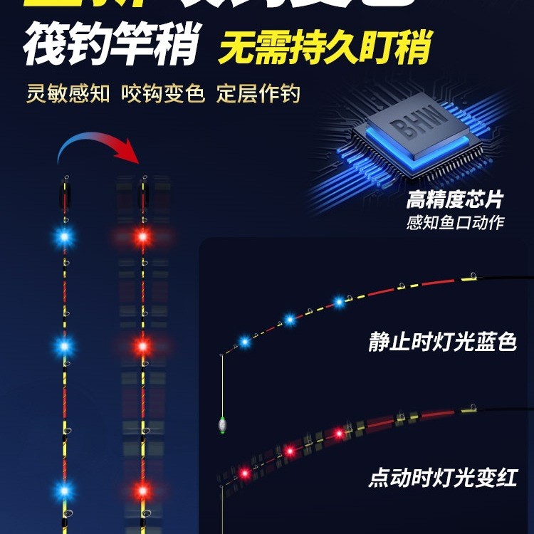 咬钩变色筏钓竿稍全钛半钛合金重铅桥筏桥钓夜光伐竿软尾