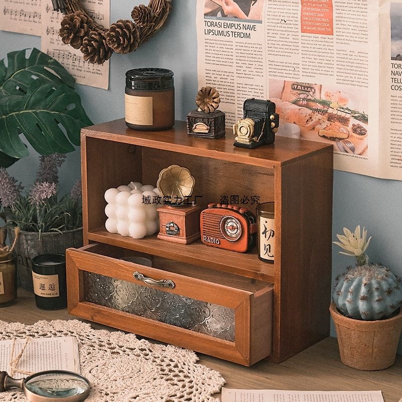 桌面置物架杂物收纳办公桌实木收纳架多层化妆品收纳整理架梳妆台