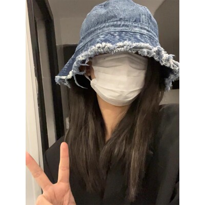 酷酷的毛边牛仔帽春夏防晒渔夫帽大帽檐遮阳百搭日系圆脸大头围帽