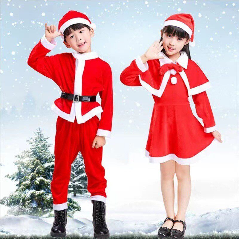 圣诞节儿童服装男女童演出服圣诞装扮圣诞老人套装幼儿园圣诞衣服