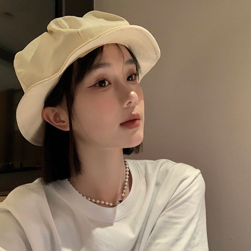 云朵帽女韩版显脸小水母渔夫帽日系大头围贝雷帽小众遮阳盆帽秋冬
