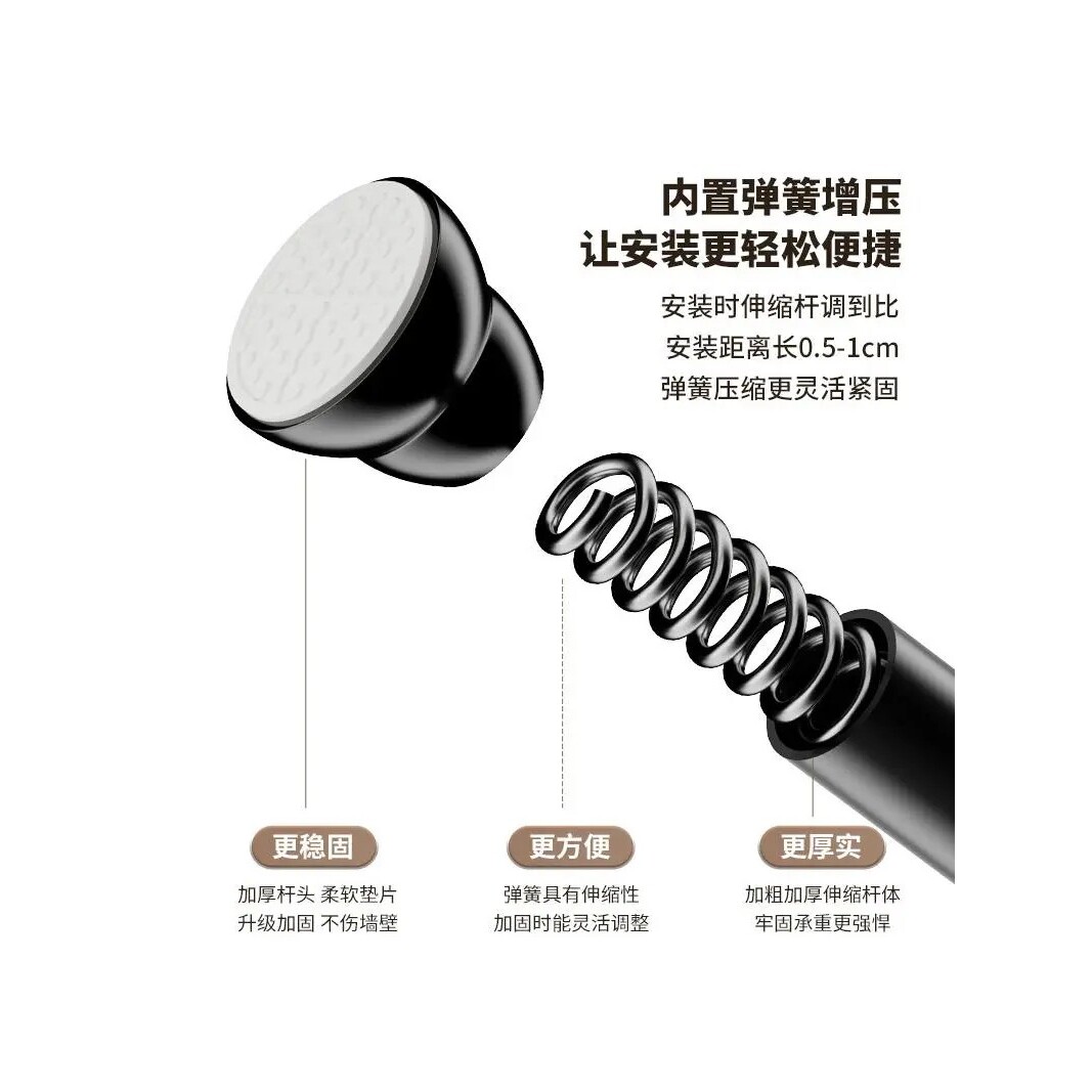 免打孔伸缩杆内置弹簧不锈钢晾衣杆浴室门帘杆家用窗帘杆衣柜撑杆