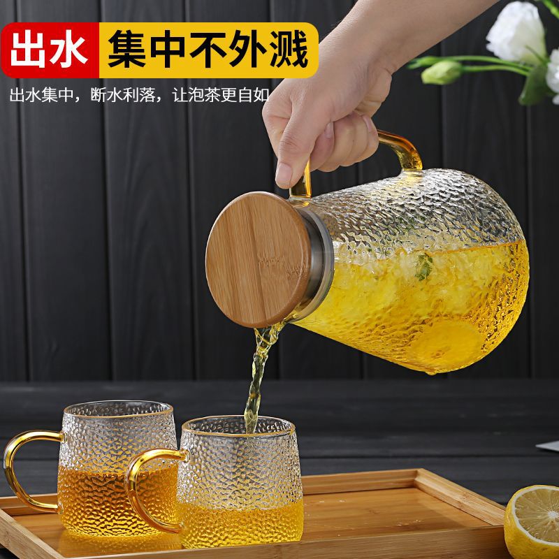 冷水壶玻璃大容量家用凉水瓶泡茶壶耐热防爆开水杯凉套装
