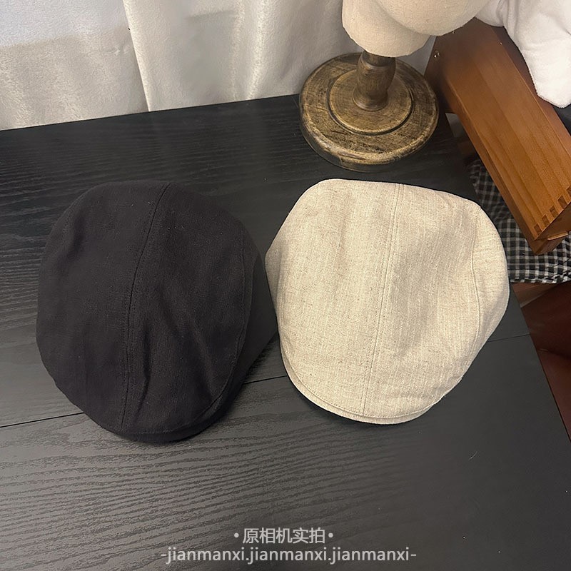 前进帽夏季女薄款复古纯色文艺百搭画家帽日韩可调节古风贝雷帽