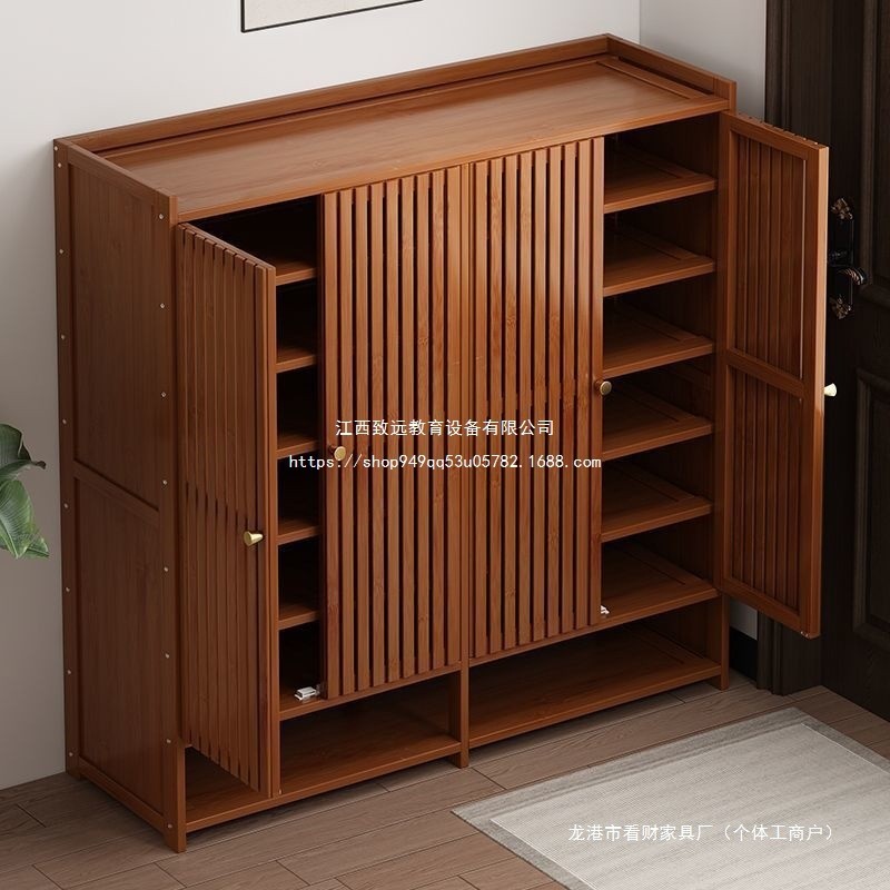 家用门口鞋架子简易室内出租屋用收纳经济型多层防尘鞋柜新款竹木