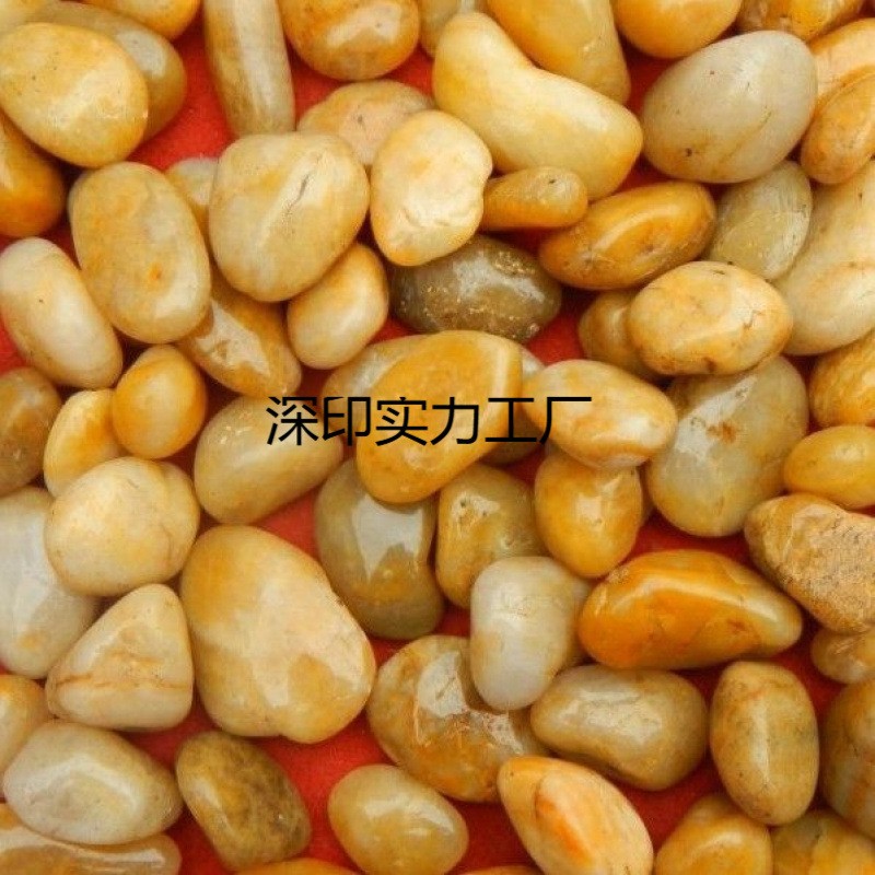 黄色鹅卵石抛光小石子天然软石庭院彩色雨花石园林造景填缝铺路石