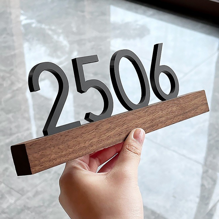 创意实木门牌号码牌家用入户门酒店宾馆宿舍网红轻奢门牌号订 制
