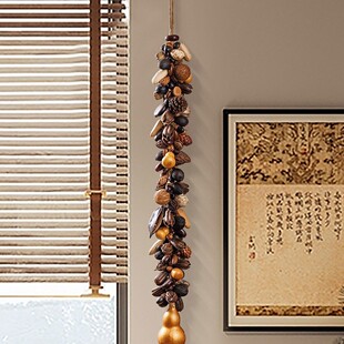 复古麻绳手工果实野果串菩提壁挂件饭店餐厅酒吧客栈墙面葫芦装饰