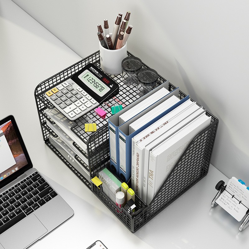 文件收纳架文件夹资料档案收纳盒大容量金属办公室置物架桌面秦之