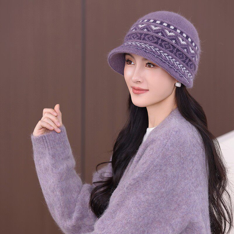 中老年人针织帽女士秋冬天老太太帽户外加绒加厚防寒保暖毛线盆帽