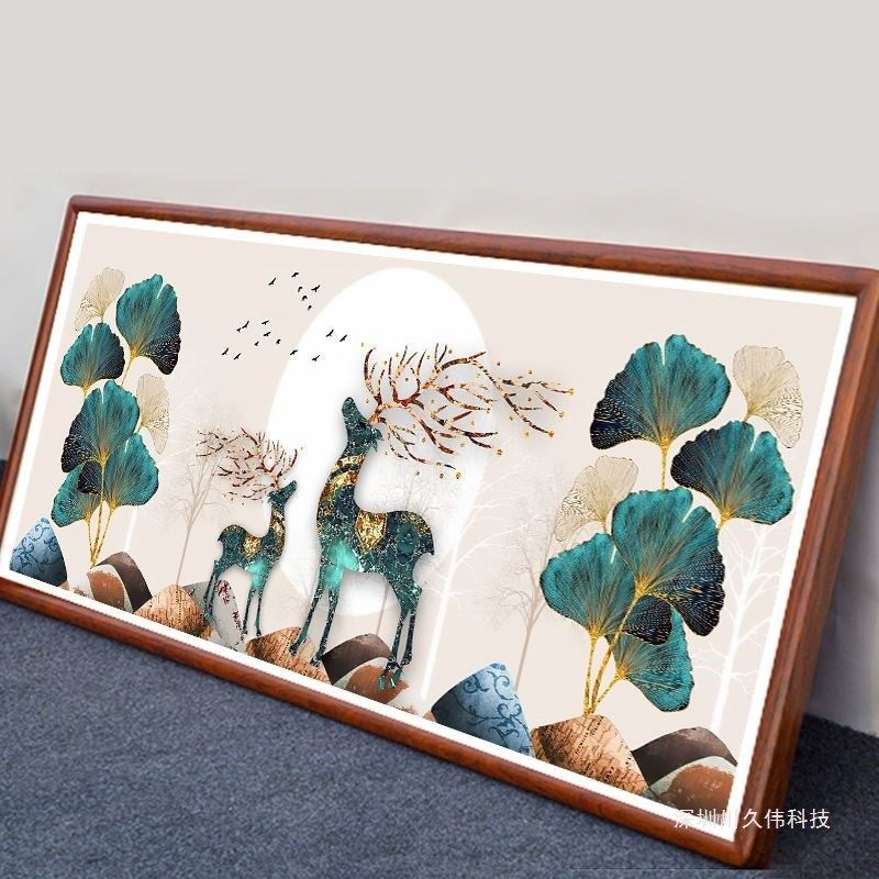 印花线绣银杏叶发财鹿新款十字绣客厅简约现代手工绣大幅印花刺绣,居家布艺,钻石绣,淘宝优惠券,粉丝福利购,淘宝优惠卷