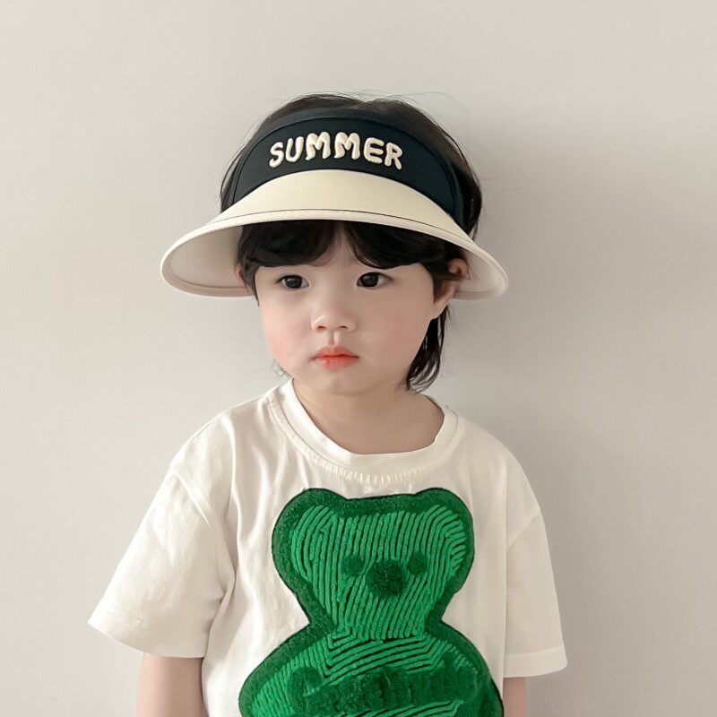 儿童帽子夏季男童防紫外线空顶帽宝宝遮阳帽女孩大帽檐防晒凉帽