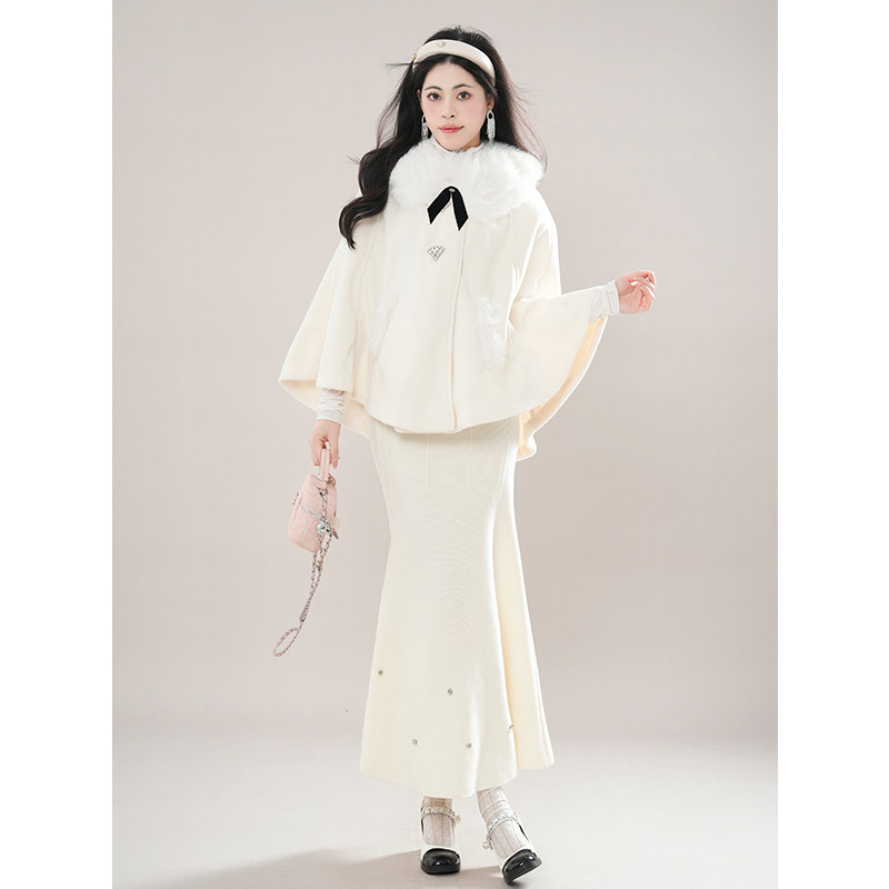 留洋千金 秋冬新款法式千金赫本斗篷毛呢山茶花外套半裙套装,女装/女士精品,时尚套装,淘宝优惠券,粉丝福利购,淘宝优惠卷