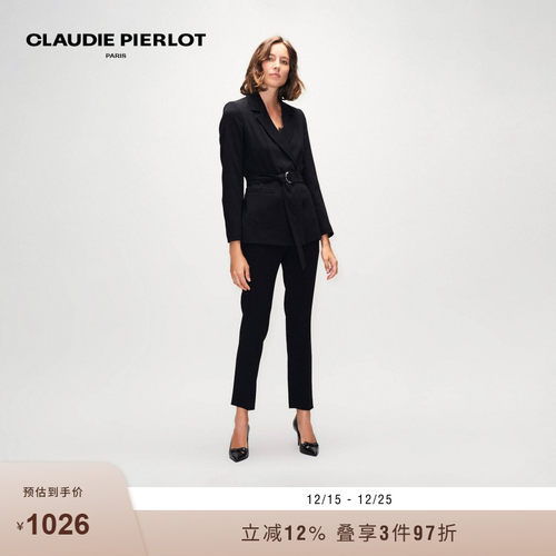 经典款女装收腰系带驳领西装外套