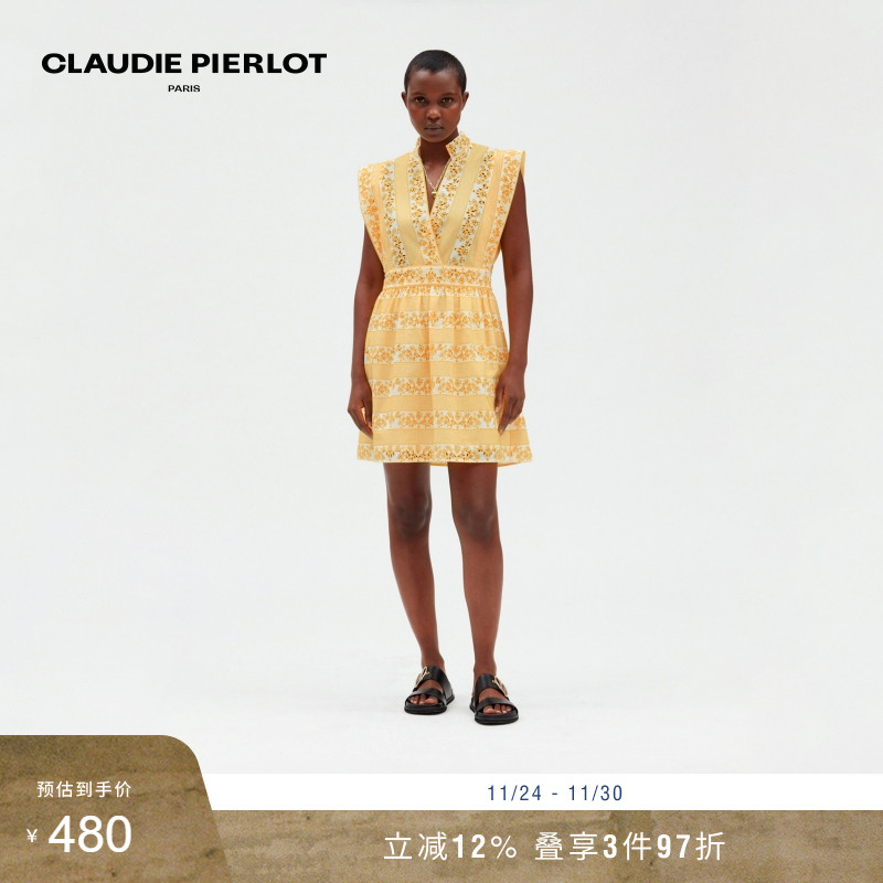 新款女装短款收腰碎花连衣裙