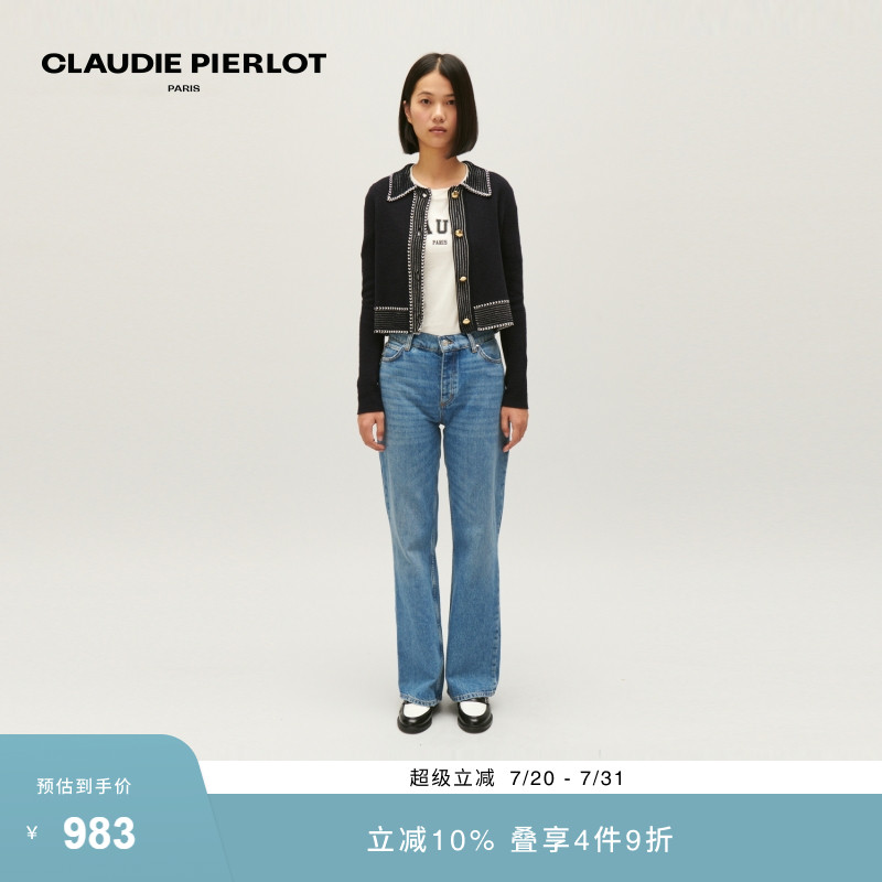 CP女装黑色短款针织开衫