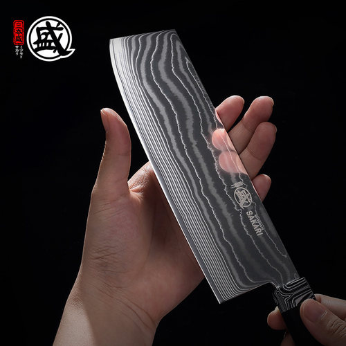 三本盛菜刀大马士革纹钢工艺