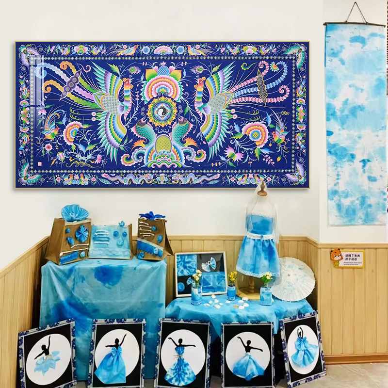 苗绣装饰画花纹旅拍服装店民间工艺挂画贵州民宿客栈客家菜饭店画