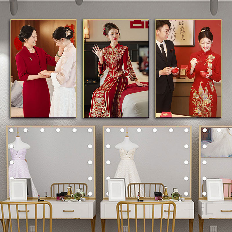 婚纱店装饰画旗袍店婚庆公司婚房挂画摄影工作室化妆室试衣间壁画