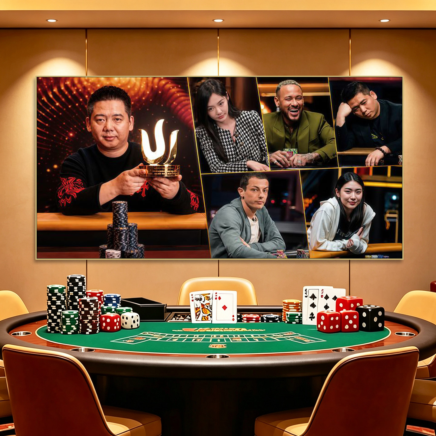 德州扑克墙面装饰画酒吧赌场棋牌室休闲会所背景挂画名人明星壁画