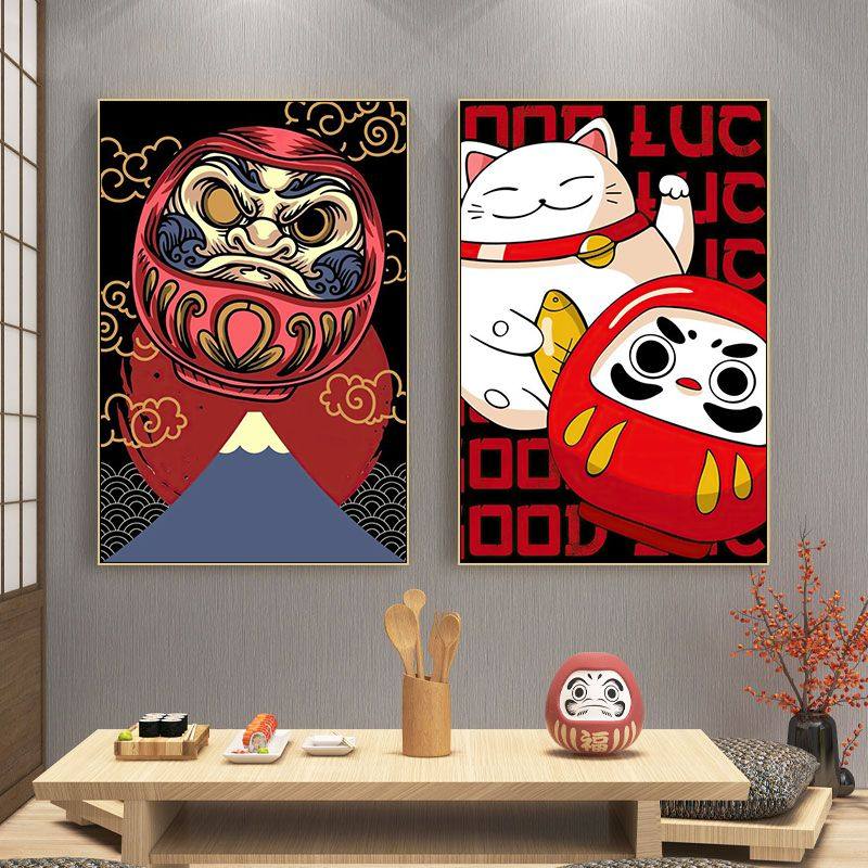 日式达摩蛋装饰画日本寿司店居酒屋挂画和风面馆烧鸟店日料店壁画