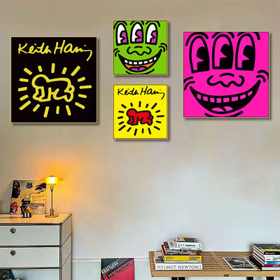 凯斯哈林装饰画潮流涂鸦设计工作室MrDoodle挂画鞋店抽象艺术壁画