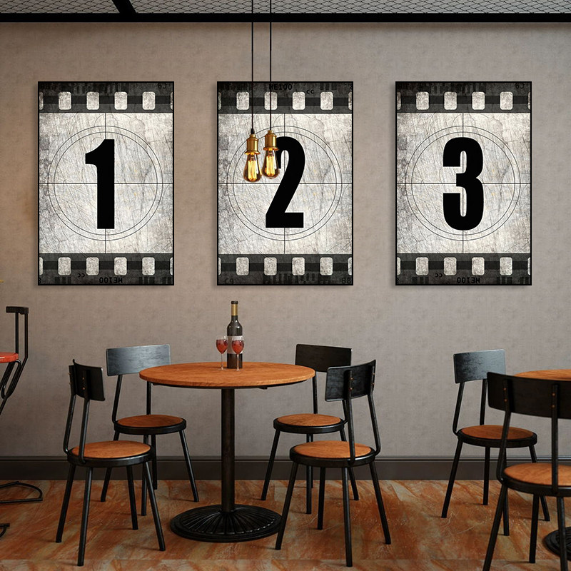 酒吧墙面装饰画工业风私人影院电影院放映室挂画咖啡店西餐厅壁画