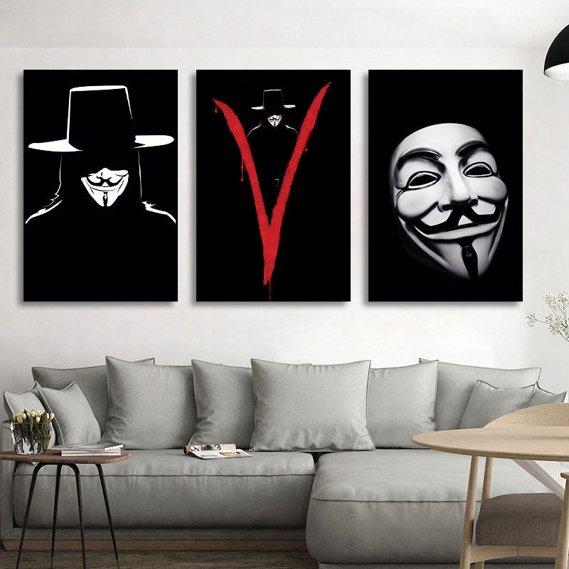 V字仇杀队挂画宾馆民宿装饰画剧本杀桌游吧私人影院电影壁画