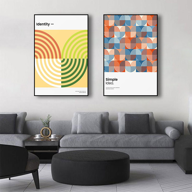 孟菲斯装饰画多巴胺风几何图形办公室挂画卧室床头小众艺术壁画