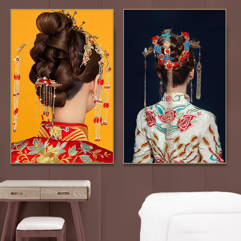 新娘妆发造型挂画化妆工作室婚纱店装饰画美妆美发宣传海报壁画