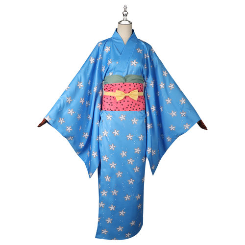 娜美蓝底白花和服cos服装全套装海贼王cosplay浴衣舞台演出衣服