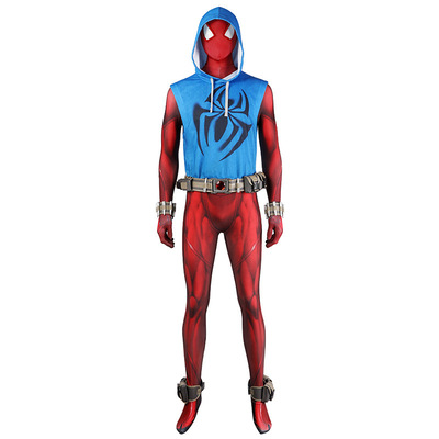 蜘蛛侠纵横宇宙cos猩红蜘蛛侠本莱利cosplay成人紧身衣J23040BA