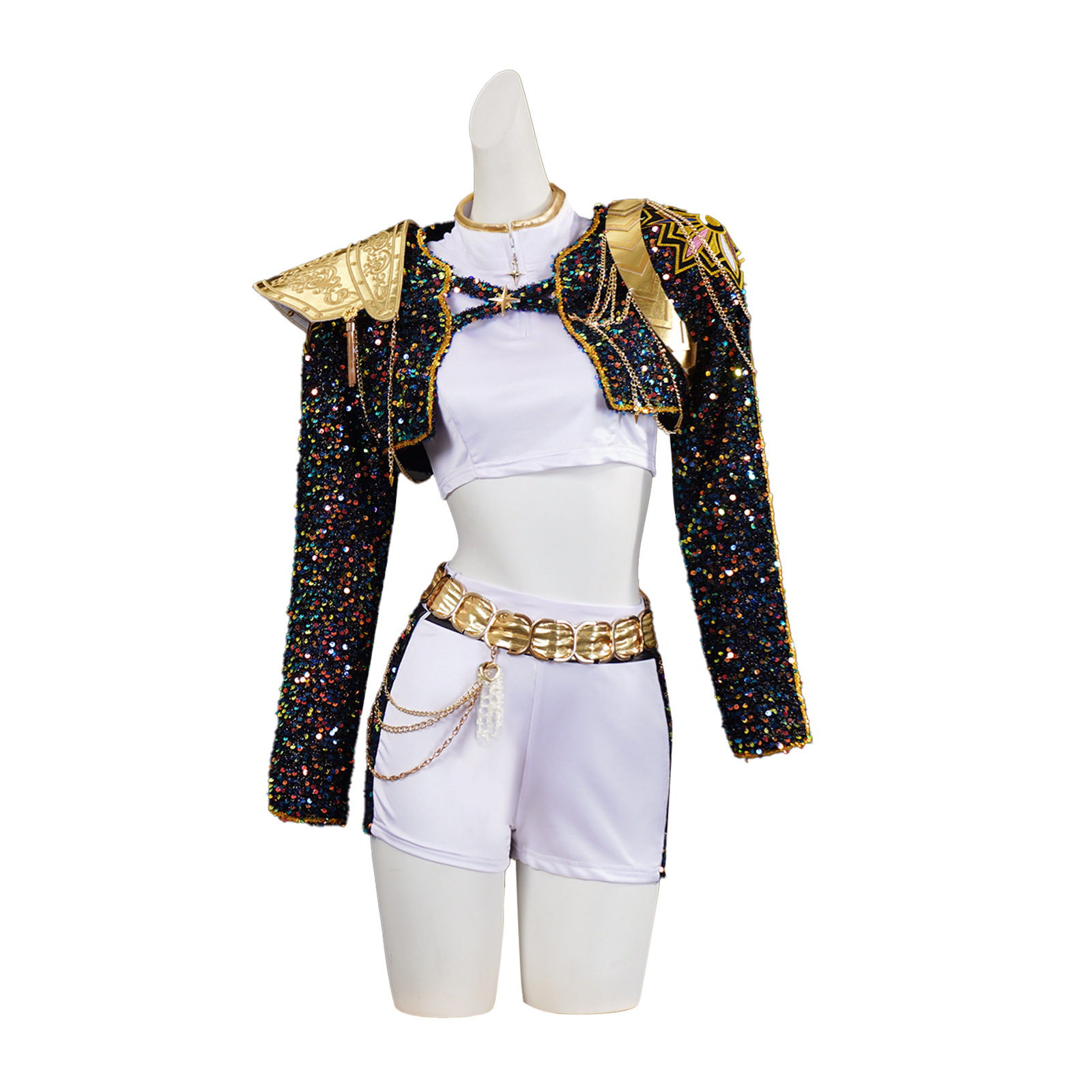 猎魔女团K-POP明星cos服鲁米黑色打歌服动漫角色舞台演出服cos服