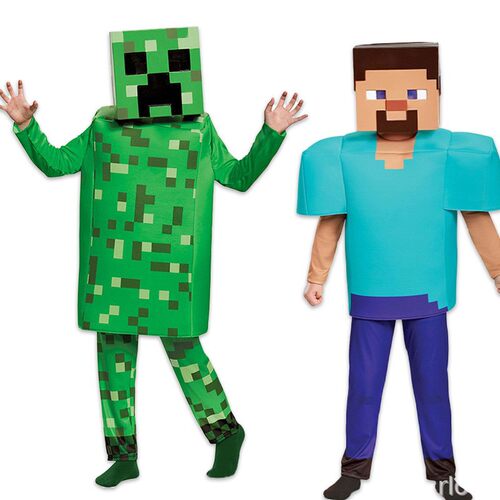 万圣节我的世界COS儿童款史蒂夫舞台游戏表演服minecraft角色扮演
